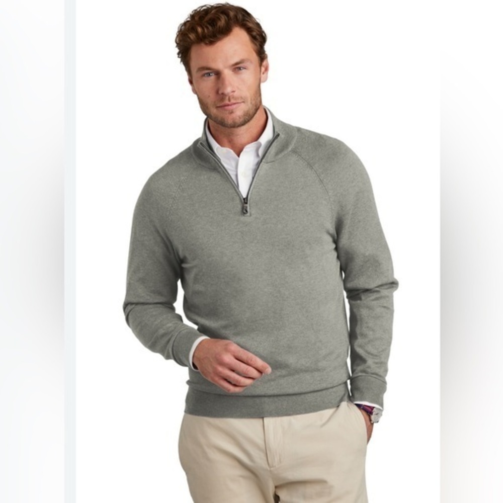 Brooks Brothers Light Gray Zip-Up Sweater